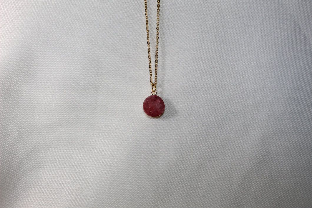 Hot Pink Agate Natural Stone Necklace