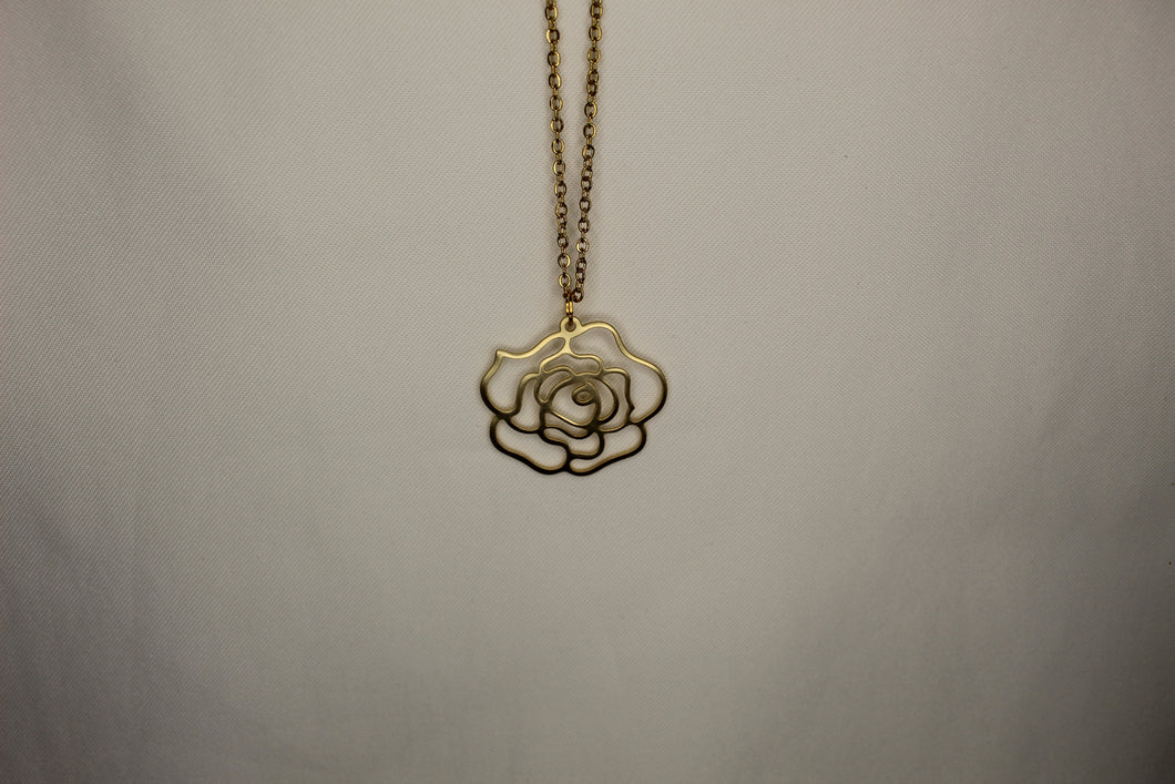 Golden large flower necklace