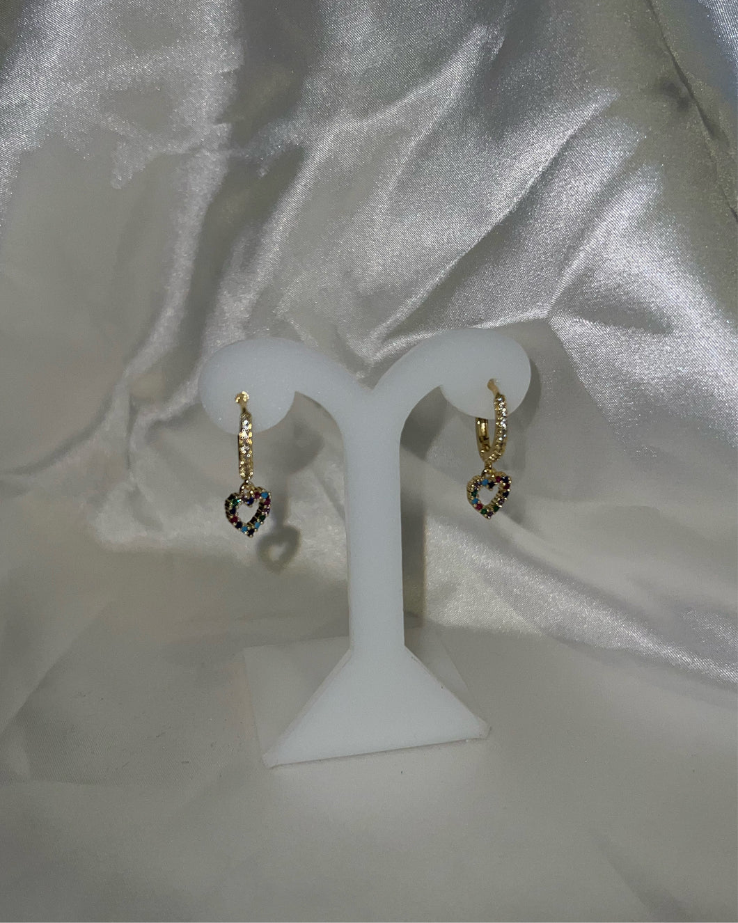 Aretes zirconia, corazón multi