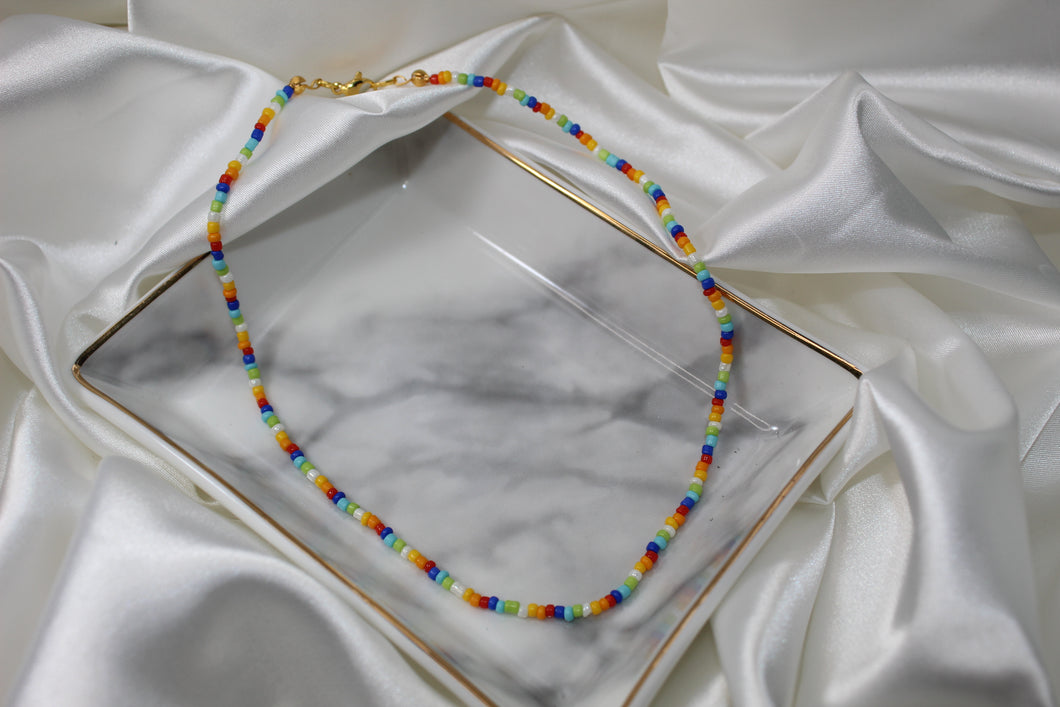 Rainbow beaded choker