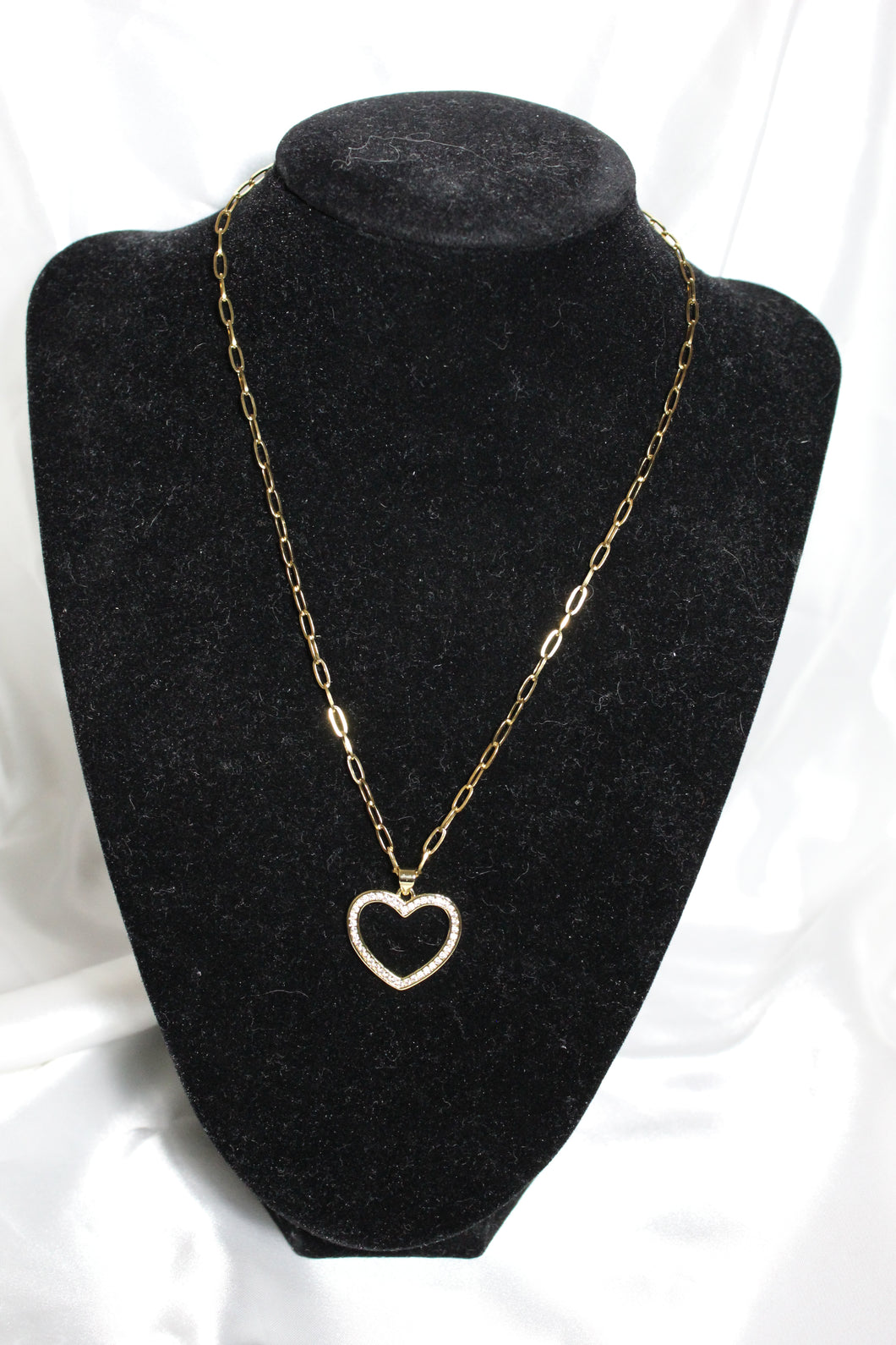 Heart silhouette micropave necklace