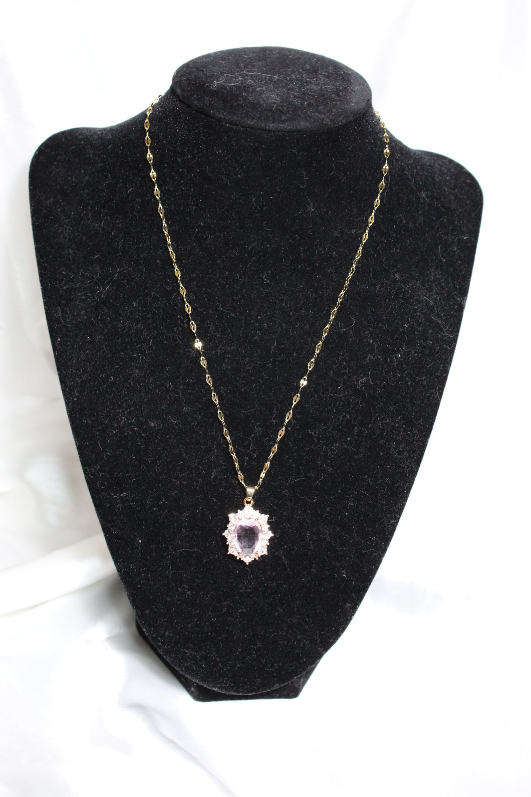 Purple crystal and zirconia necklace